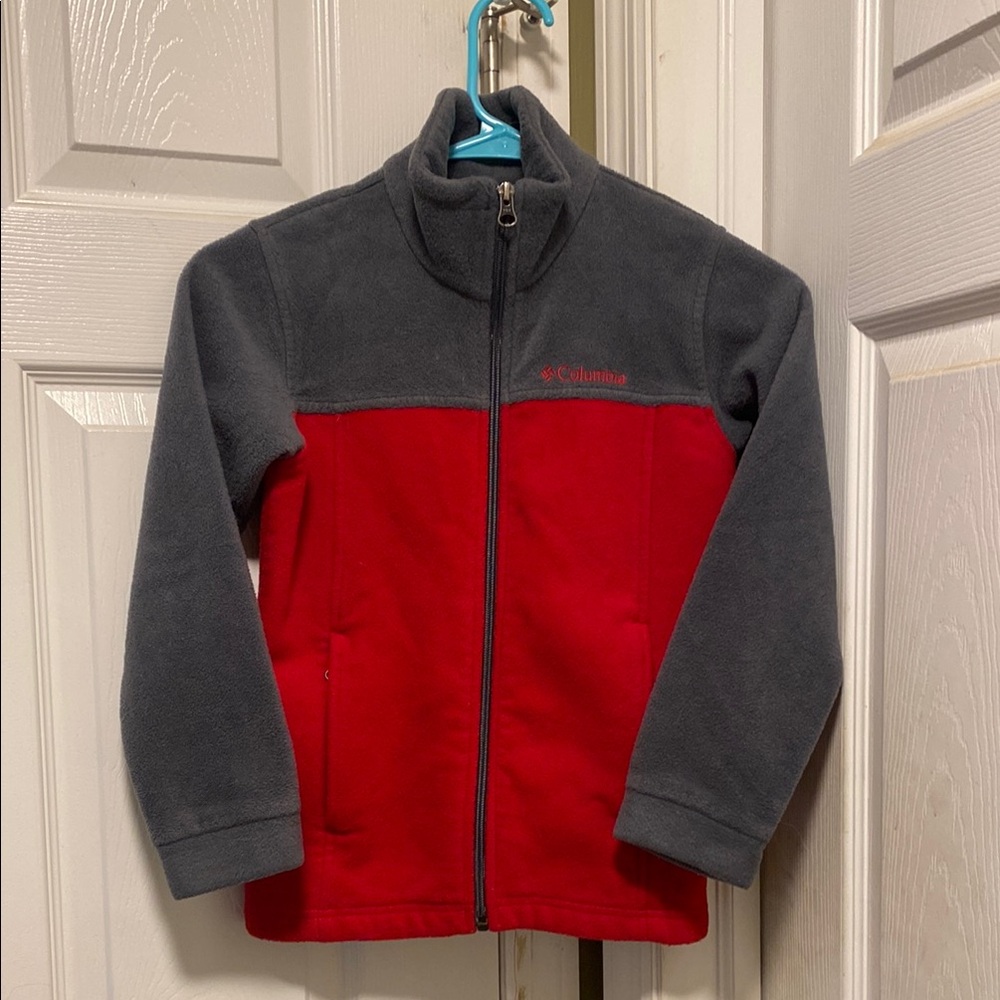 Columbia Red and Gray Fleece Zip Up Jacket